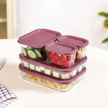 Groovo Storage Containers With Lid Set Of 5 310ml 750ml 1200ml Mauve