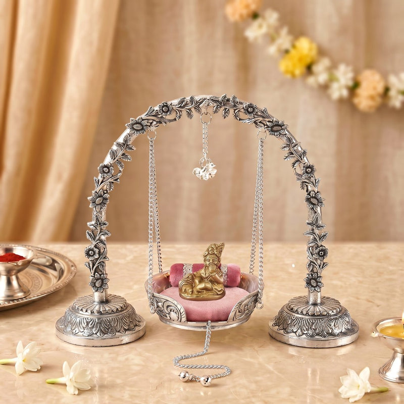 Silver Plated Brass Arch Laddoo Gopal Jhula