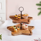 Star 2 Tier Wooden Cake Stand