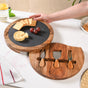 Round Acacia Charcuterie Board With Rotating Double Tiers