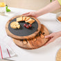 Round Acacia Charcuterie Board With Rotating Double Tiers