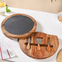 Round Acacia Charcuterie Board With Rotating Double Tiers