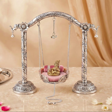 Pure Brass Silver Plated Jhula For Laddu Gopal