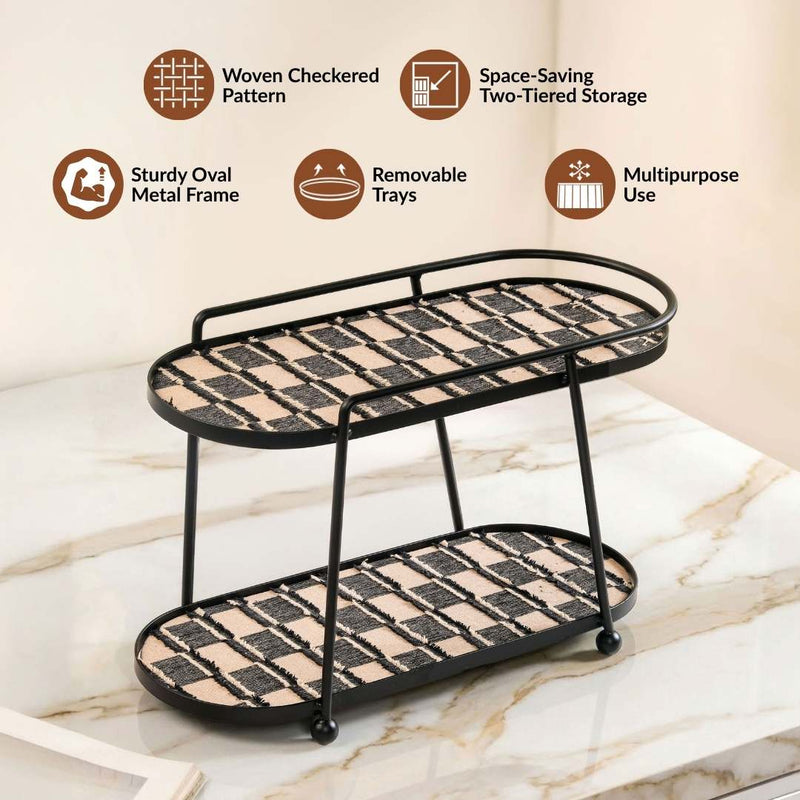 2 Tier Luxury Display Tray Black Brown