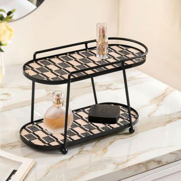 2 Story Vanity Storage Display Tray Black And Brown