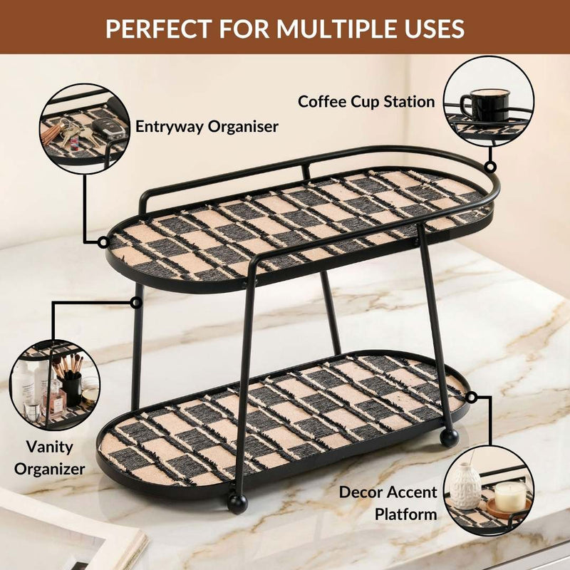 2 Tier Luxury Display Tray Black Brown