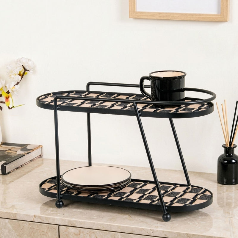 2 Story Vanity Storage Display Tray Black And Brown