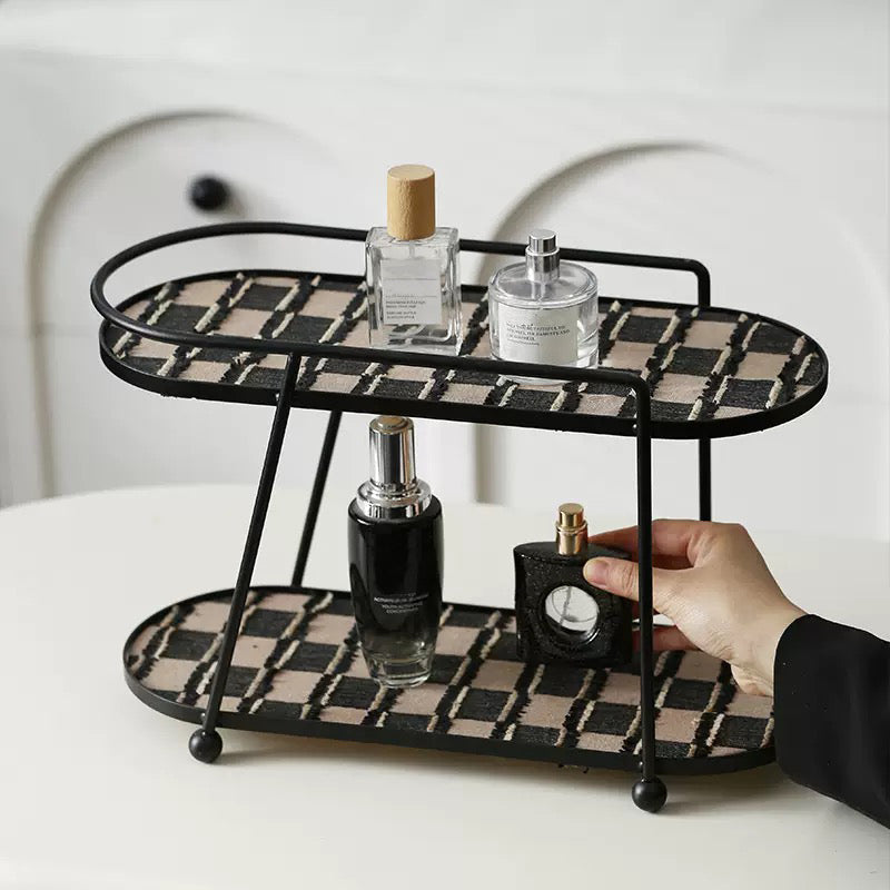 2 Story Vanity Storage Display Tray Black And Brown