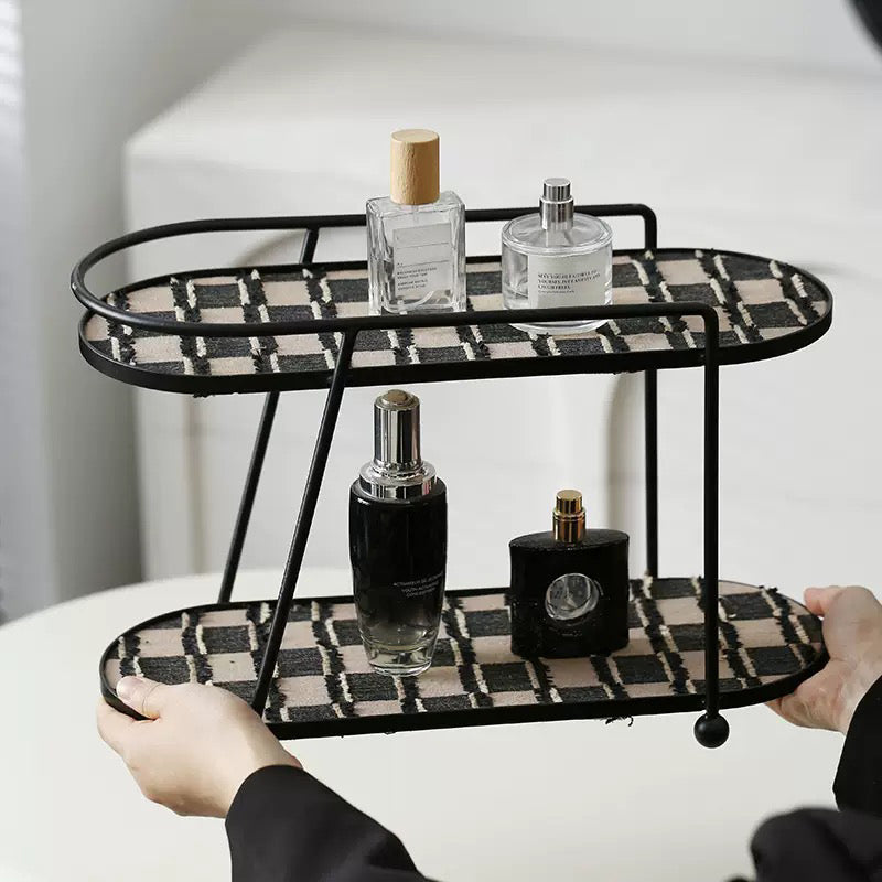 2 Story Vanity Storage Display Tray Black And Brown