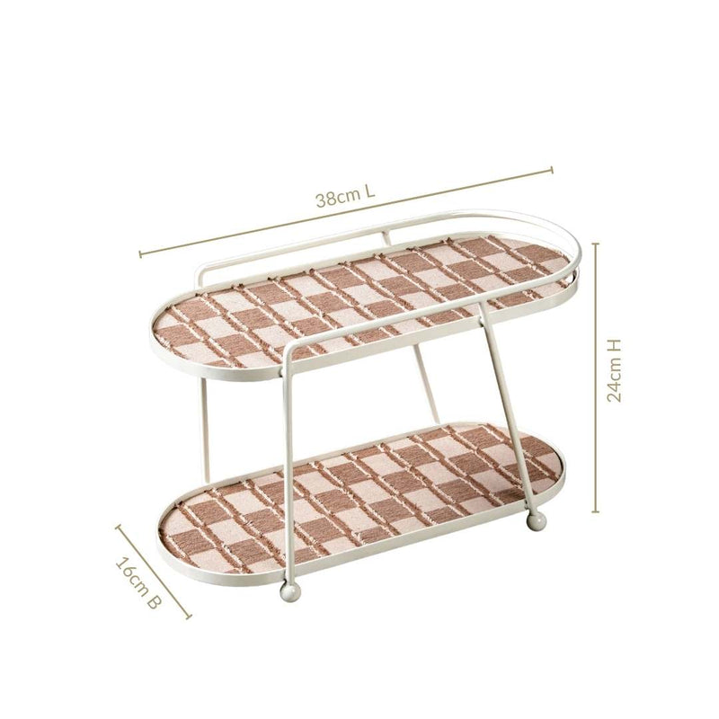 2 Tier Vanity Storage Display Tray White Brown
