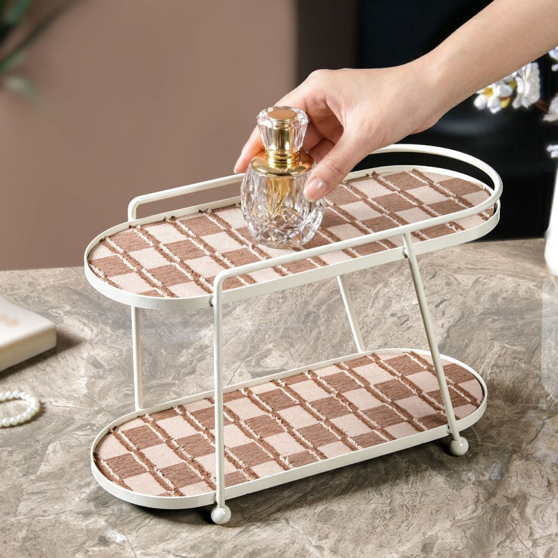 2 Story Vanity Storage Display Tray White And Brown