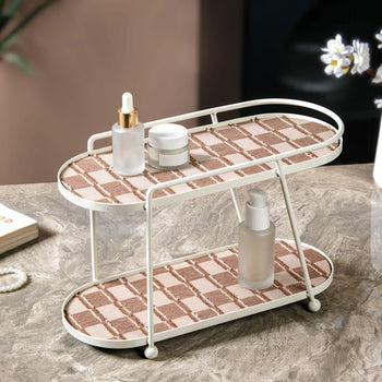 2 Story Vanity Storage Display Tray White And Brown