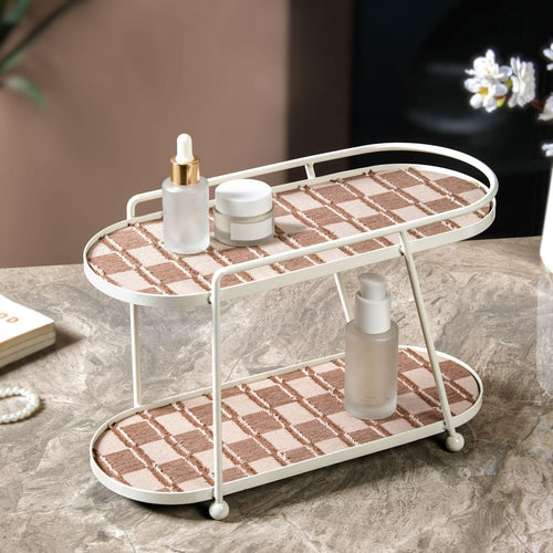 2 Story Vanity Storage Display Tray White And Brown