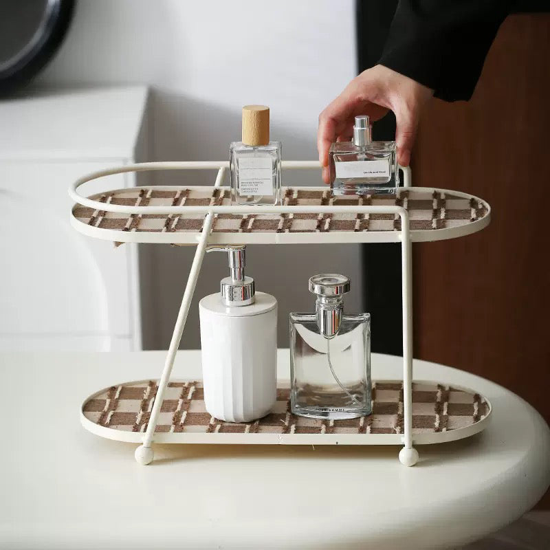 2 Story Vanity Storage Display Tray White And Brown