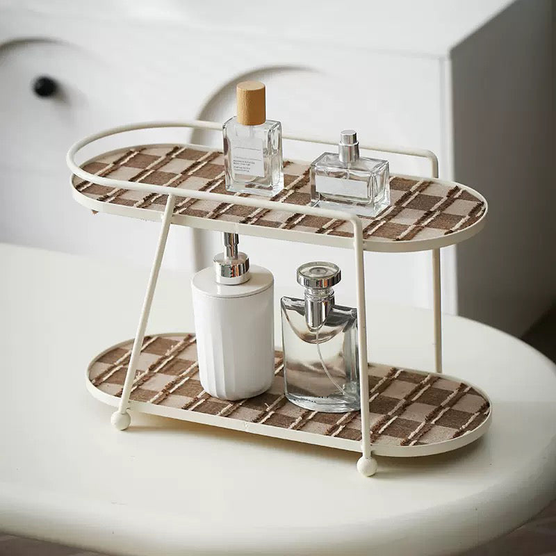 2 Story Vanity Storage Display Tray White And Brown