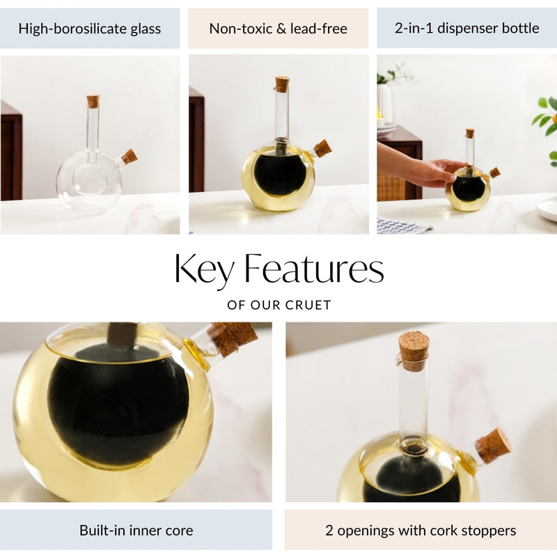 2 in 1 Oil And Balsamic Vinegar Cruet Bottle