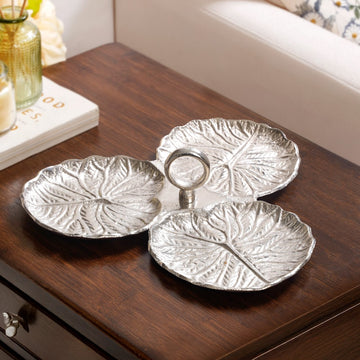 Lotus Leaf Trio Platter Silver