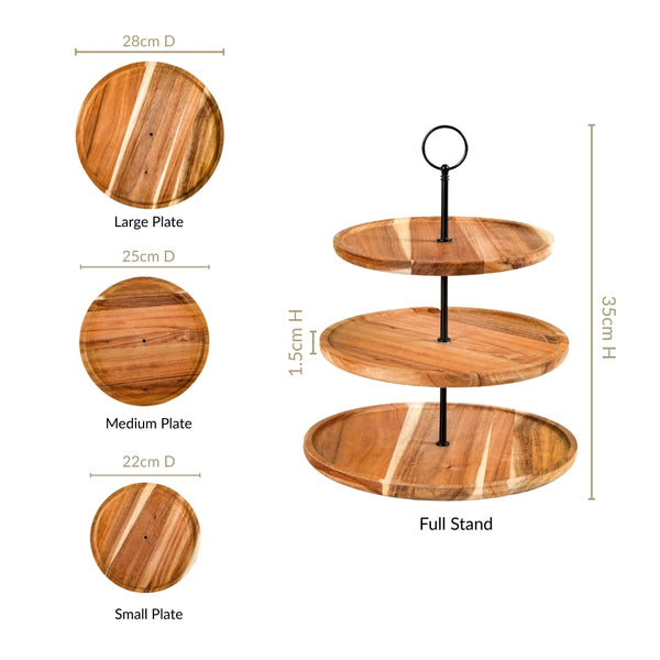 3 Tier Acacia Wood Cupcake Stand