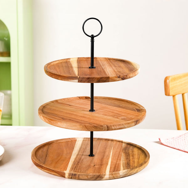 3 Tier Acacia Wood Cupcake Stand