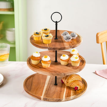 3 Tier Acacia Wood Cupcake Stand