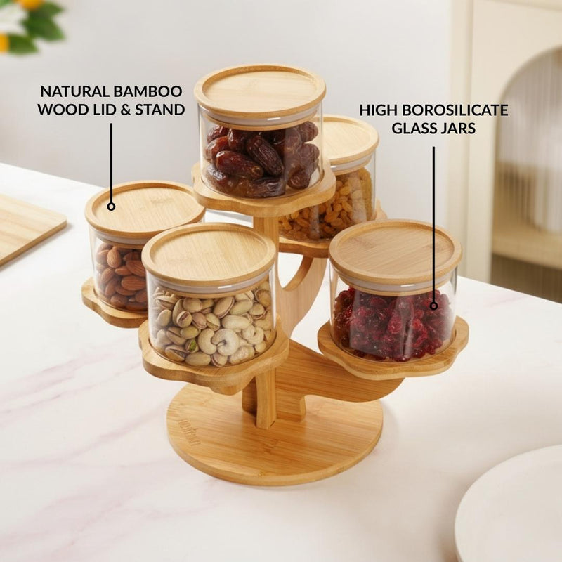 3 Tier Kitchen Storage Airtight Jars With Stand Set Of 6 450ml