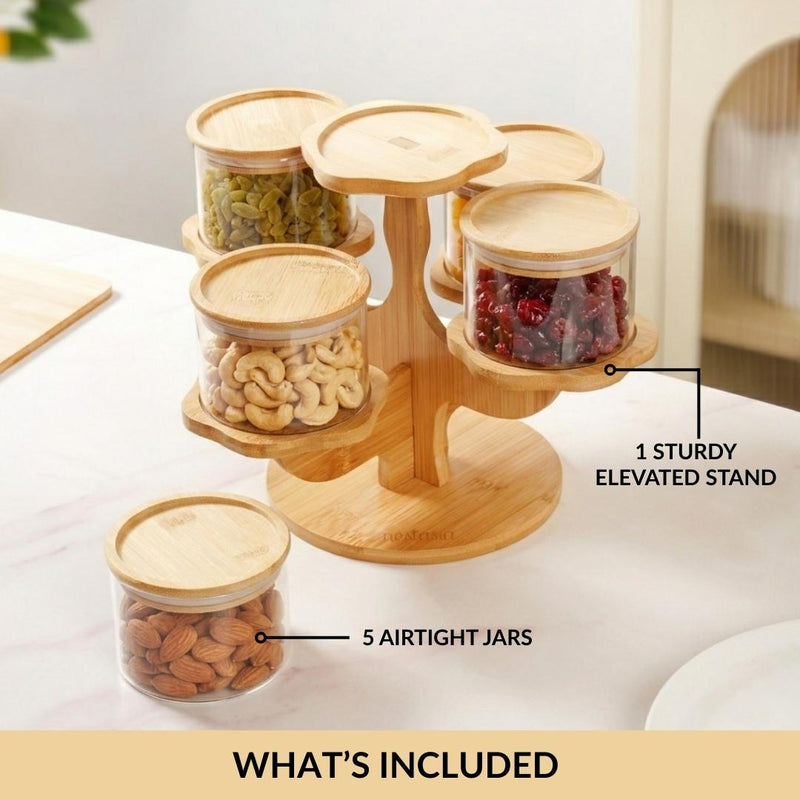 3 Tier Kitchen Storage Airtight Jars With Stand Set Of 6 450ml
