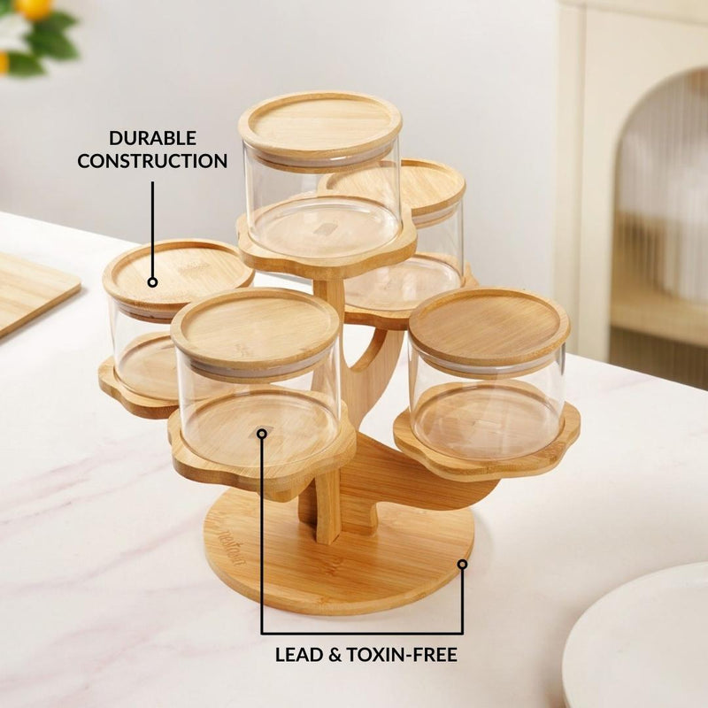 3 Tier Kitchen Storage Airtight Jars With Stand Set Of 6 450ml
