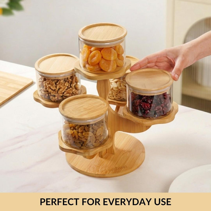 3 Tier Kitchen Storage Airtight Jars With Stand Set Of 6 450ml