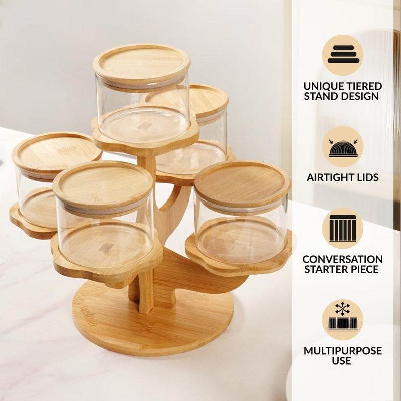 3 Tier Kitchen Storage Airtight Jars With Stand Set Of 6 450ml