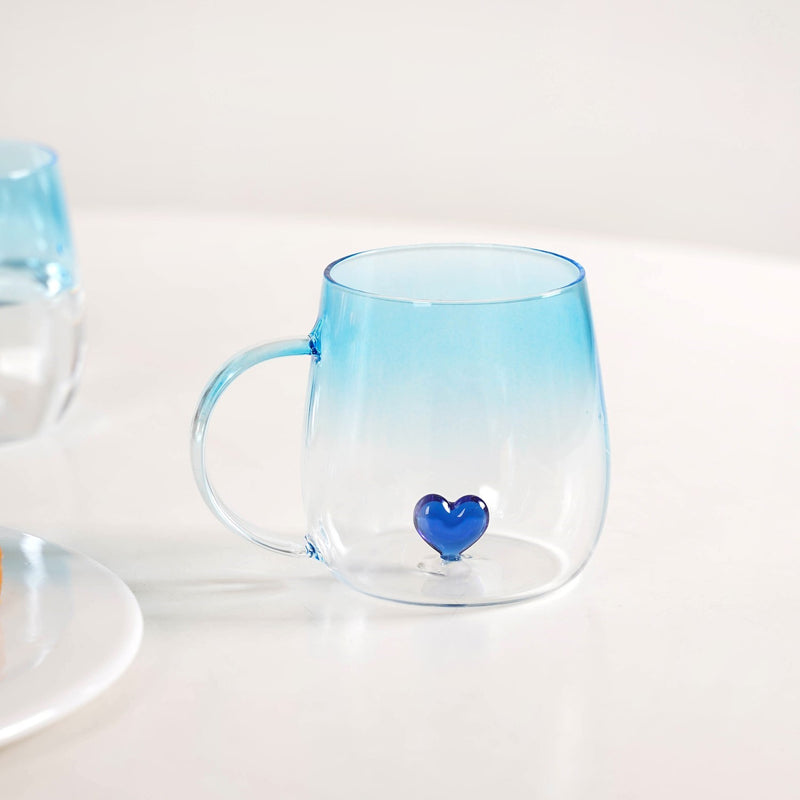 3D Blue Heart Ombre Mug Set Of 2 450ml