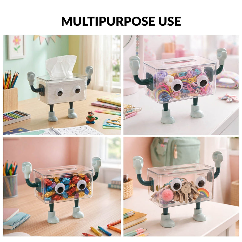3D Robot Design Tissue Box Blue