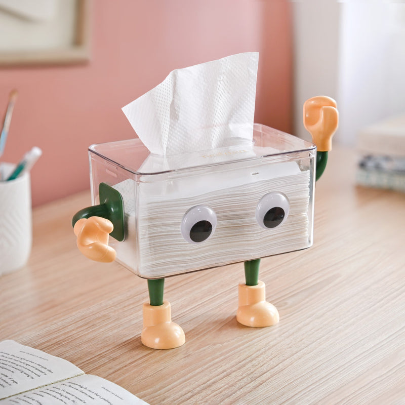 3D Cartoon Robot Tissue Box Green