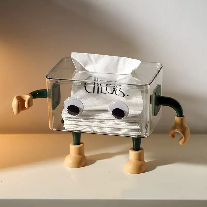 3D Cartoon Robot Tissue Box Green