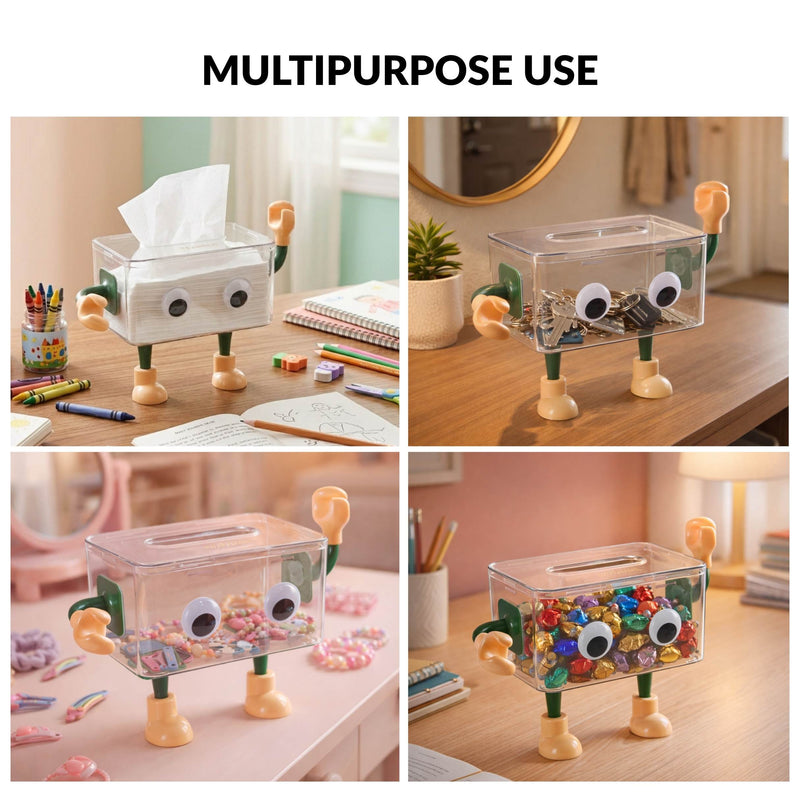3D Cartoon Robot Tissue Box Green
