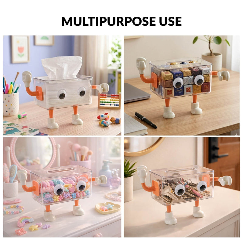 3D Cartoon Robot Tissue Box Orange