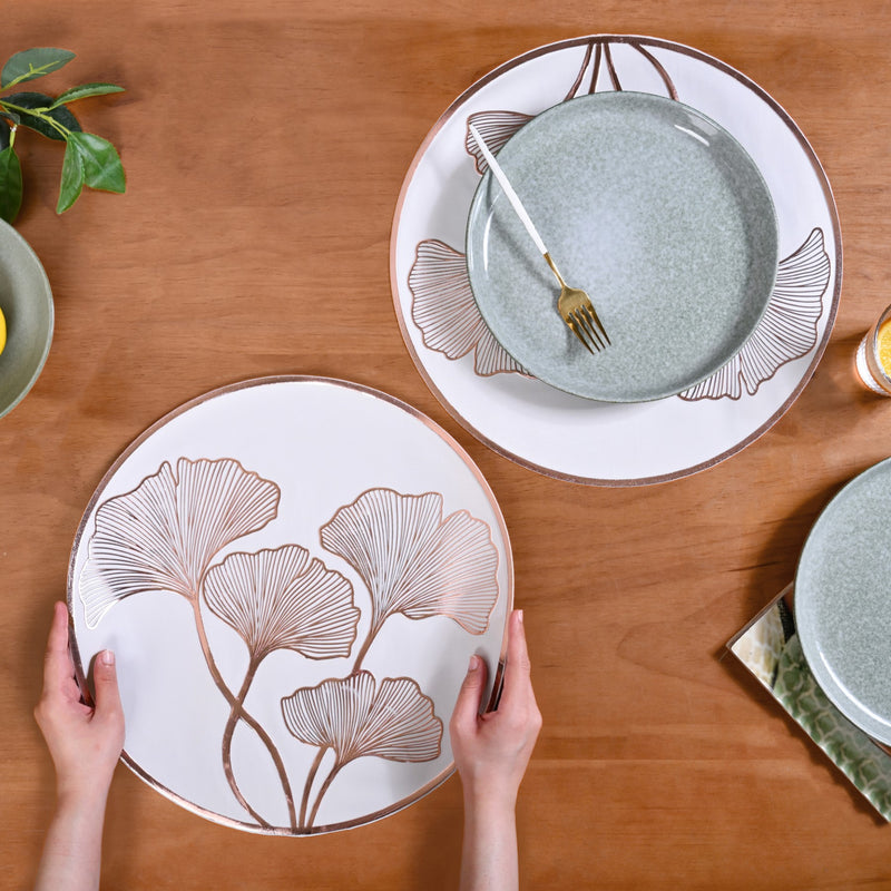 3D Ginkgo Rose Gold Dining Table Mat Set Of 6