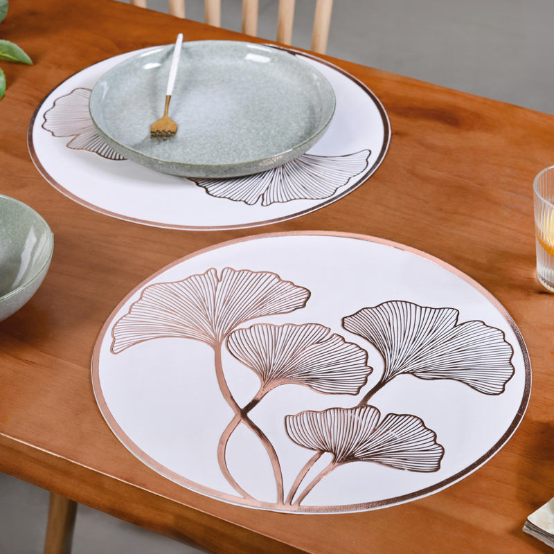 3D Ginkgo Rose Gold Dining Table Mat Set Of 6