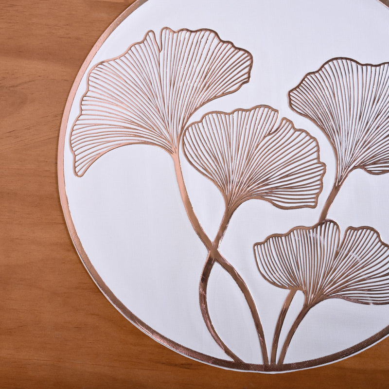 3D Ginkgo Rose Gold Dining Table Mat Set Of 6