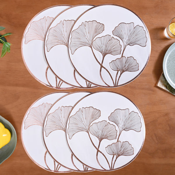 3D Ginkgo Rose Gold Dining Table Mat Set Of 6