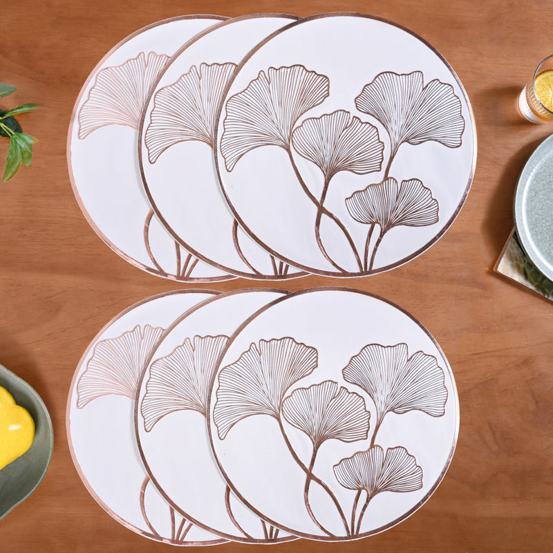 3D Ginkgo Rose Gold Dining Table Mat Set Of 6