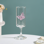 3D Pink Butterfly Stem Glass 190ml