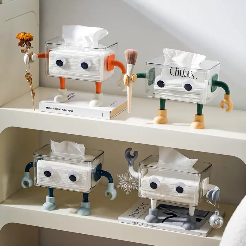 3D Robot Design Tissue Box Blue
