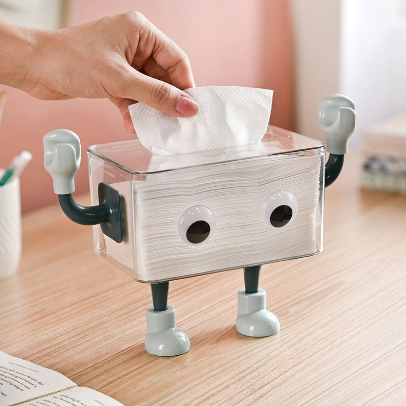 3D Robot Design Tissue Box Blue