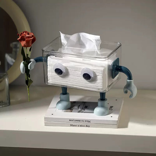 3D Robot Design Tissue Box Blue