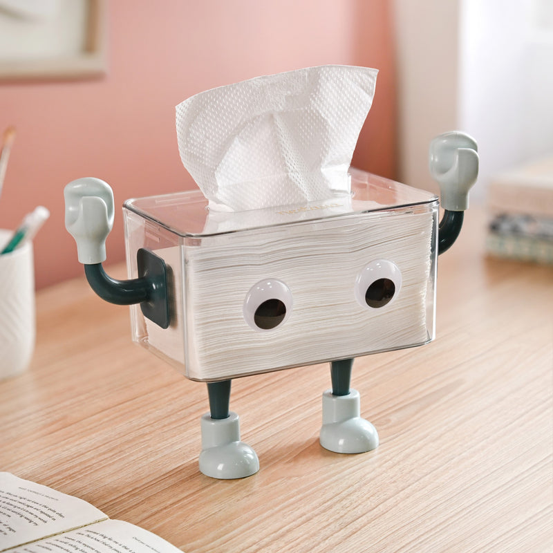 3D Robot Design Tissue Box Blue