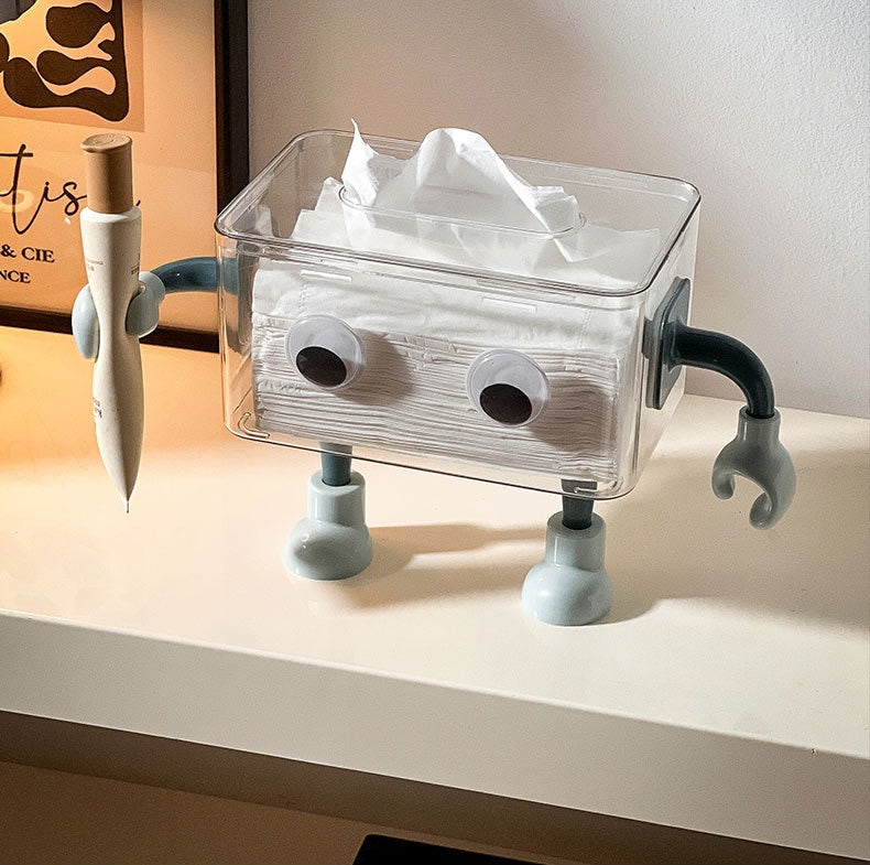 3D Robot Design Tissue Box Blue