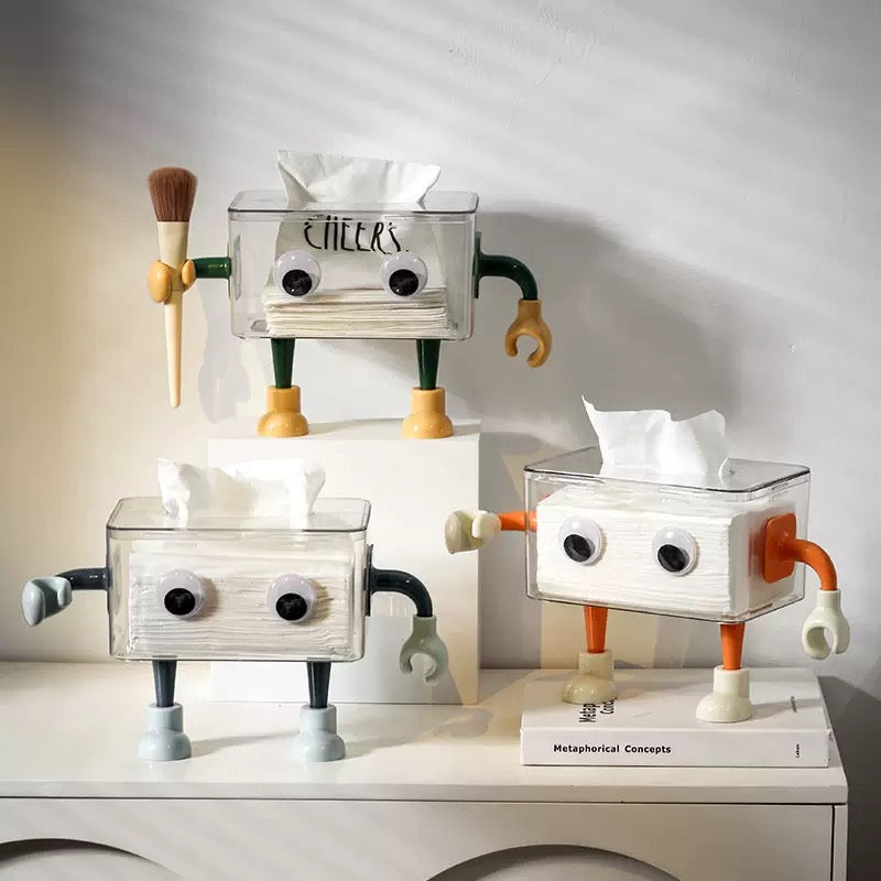 3D Cartoon Robot Tissue Box Orange