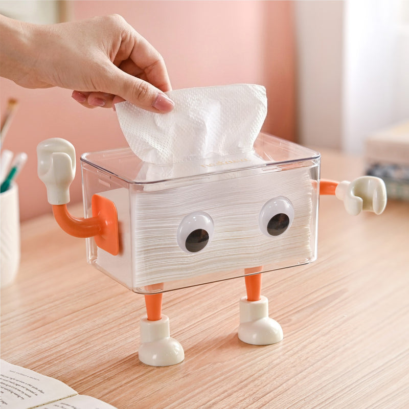 3D Cartoon Robot Tissue Box Orange