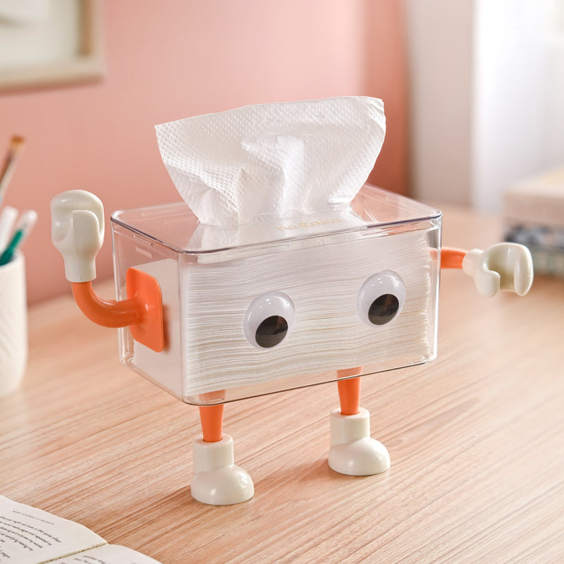 3D Cartoon Robot Tissue Box Orange