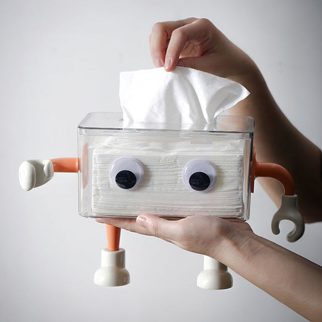 3D Cartoon Robot Tissue Box Orange
